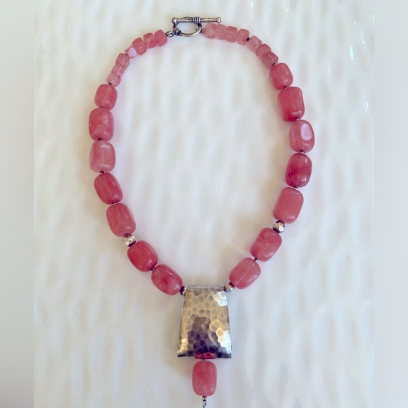 Silpada Cherry Quartz Necklace with Silver Pendant. 17” long. N1188 - Picture 1 of 9